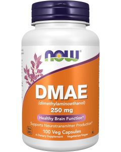 NOW DMAE Dimethylaminoethanol 250mg Healthy Brain Function 100 Caps - supplemynts.com